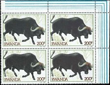 RWANDA   #1206 MNH UPPER RIGHT PLATE BLOCK  (1)