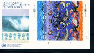 128a Vienna FDC Clean Oceans Inscription Block