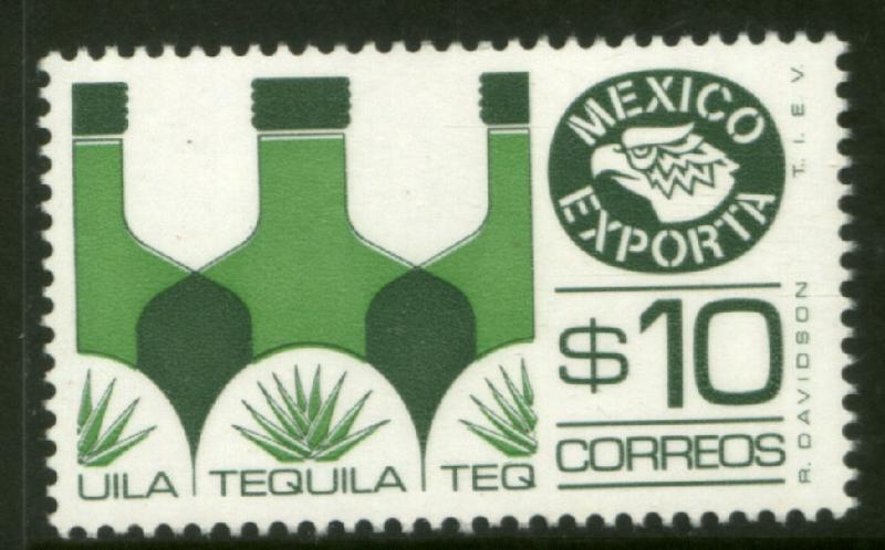 MEXICO Exporta 1125b $10P Tequila Fluor Paper 7 MINT, NH. VF.