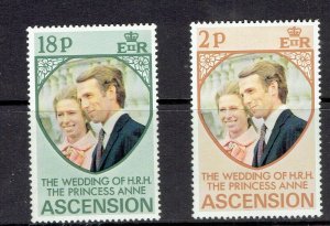 ASCENSION ISLAND - 1973 PRINCESS ANNE'S WEDDING - SCOTT 177 TO 178 - MNH