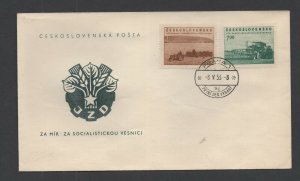 Czechoslovakia #593-94  (1953 Socialization set)  unaddressed cachet FDC