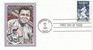 1983 FDC, #2046, 20c Babe Ruth, Panda D-886 - #1