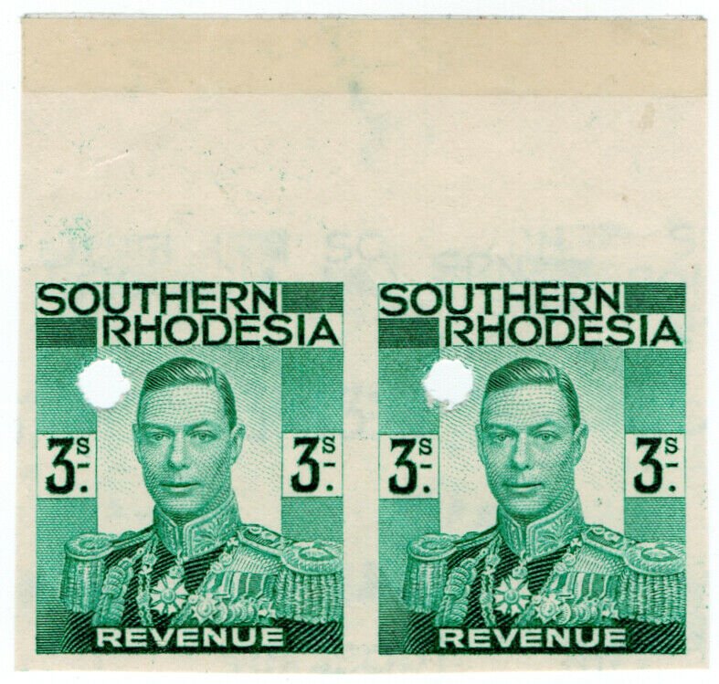 (I.B-BOB) Southern Rhodesia Revenue : Duty Stamp 3/- (printer's proof)