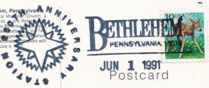 US sc# 2479 used Special Cancel on Postcard Bethlehem Pennsylvania 250th Anniv.