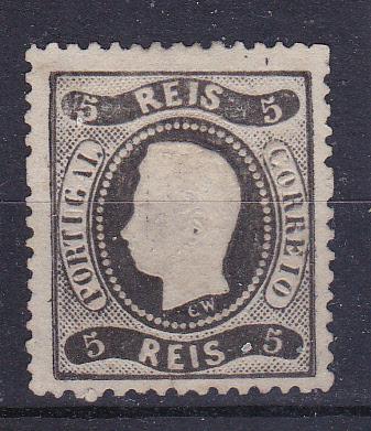 PORTUGAL   25 Used 1867 5r blk King Luiz CV $42.50