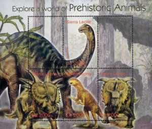 Sierra Leone MNH S/S Prehistoric Dinosaurs 3 Stamps