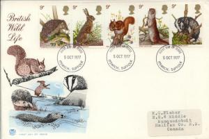 1977 Great Britain Wildlife (Scott 816-20) Stuart FDC