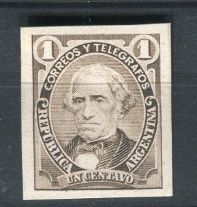 ARGENTINA; 1880s Scarce classic PROOF of Portrait Design 1c. on Thick Card