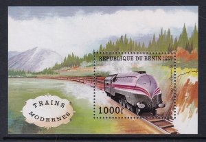 Benin 965 Train Souvenir Sheet MNH VF