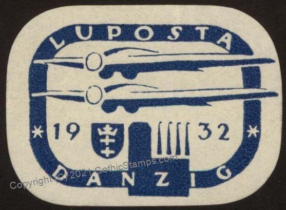 Germany 1932 DANZIG LUPOSTA Original Luftpost Flight MNH Vignette Cinder G102781