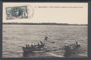 Ivory Coast Sc 21 on 1912 PPC, Grand Tahou - Chancay, Natives driving boats