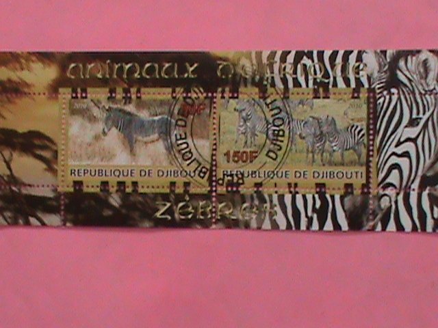 DJIBOUTI STAMP-2010- WILDLIFE- ZEBRAS CTO-MNH STAMP SHEET -RARE VERY RARE