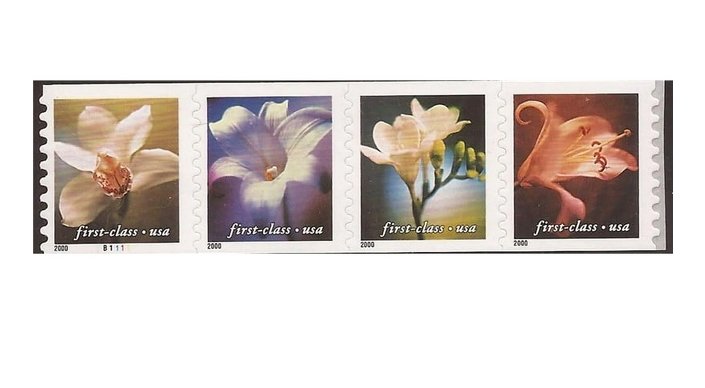 4 flowers  forever stamps 5 books of 20PCS, total 100pcs