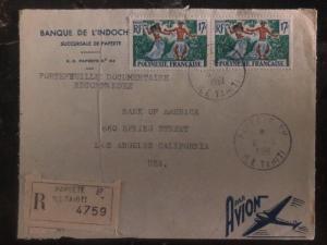 1961 Papeete Tahiti French Polynesia Cover To Bank Of America Los Angeles USA