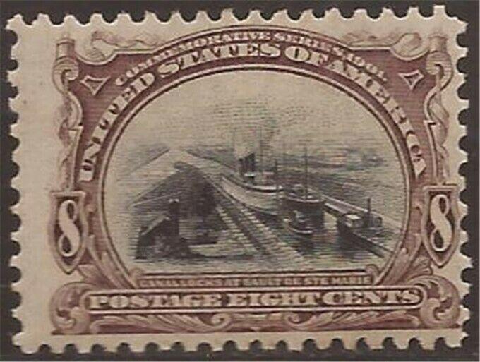 US Stamp 1901 8c Pan-American Expo  #298 w/Sharp Image, Deep Color MHR