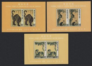 Korea Rep. Tiger Cat Dog Sparrow Bird 3 MSs 1970 MNH SC#718a-720a SG#MS890