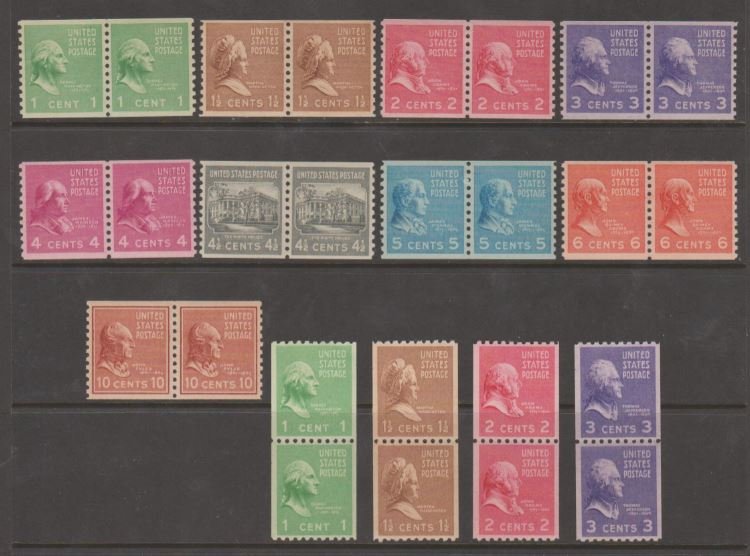 U.S. Scott #839-851 Presidential Stamps - Mint NH Pairs