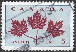 Canada #417 5¢ Maple Leaf Unity (1964). Used.