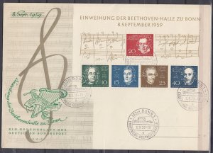 GERMANY (WEST) 1959 Beethoven Miniature sheet on a lovely - 6817