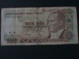 ​TURKEY-1970-CENTRAL BANK LAW OCAK-14-$5000 LIRA-LT.CIR-VF-54 YEARS OLD