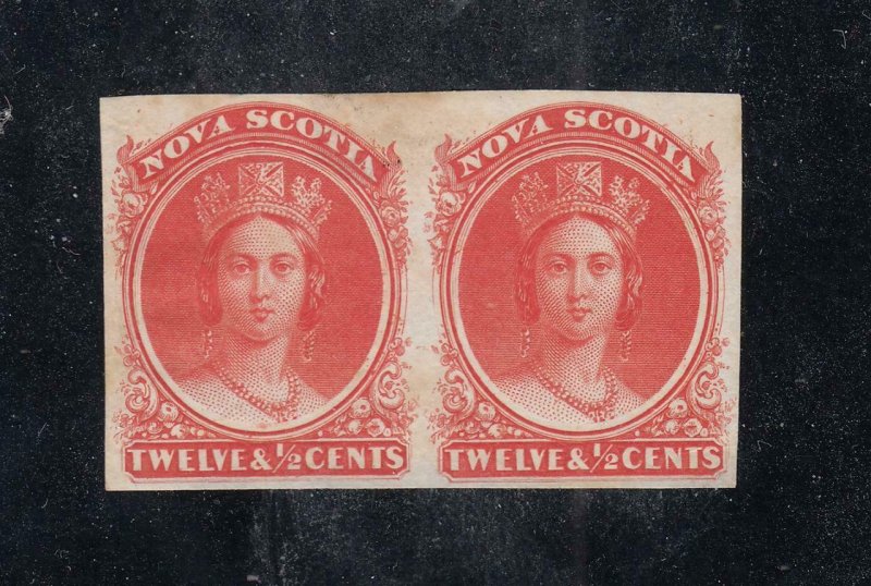 NOVA SCOTIA # 12TCiii VF-MH PAIR IMPERFS Q/VICTORIA's 12.5cts CAT VALUE $240