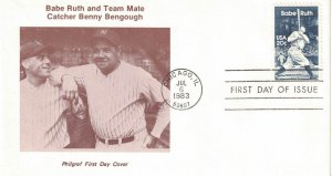 1983 FDC, #2046, 20c Babe Ruth, Philgraf D-900