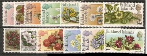 FALKLAND ISLANDS SG263/75 1971 FLOWERS DECIMAL OVPT DEFINITIVE SET MNH