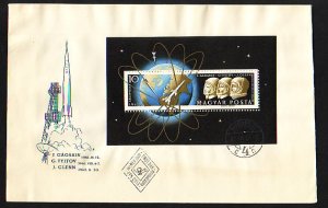 Hungary, Scott cat. C209. Astronaut & Cosmonauts s/sheet. First day cover. ^