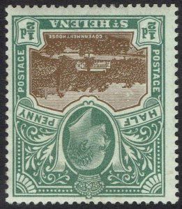 ST HELENA 1903 KEVII GOVERNMENT HOUSE ½D ERROR WMK INVERTED