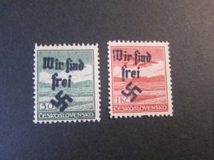 Czechoslovakia C10,C11 MAHR.OSTRAU WIR SIND FREI OVERPRINT OG MNH VF