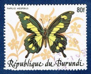 [sto666b] BURUNDI 1989 Scott#654E SURCHARGED 80frs BUTTERFLY Used — RARE