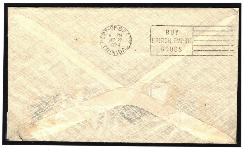 ANTIGUA KGV Cover Superb Early Commercial Air Mail 9d Rate GB London 1929 Y123