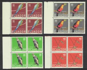 Ecuador Tropical Birds 4v Blocks of 4 SG#1096-1099