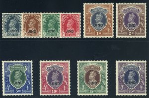 India - Jind 1941 KGVI set complete MLH. SG 127-136. Sc 155-164.