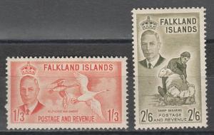 FALKLAND ISLANDS 1952 KGVI 1/3 BIRD AND 2/6 SHEEP