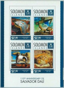 M1397 - SOLOMON ISLANDS - ERROR 2014 MISSPERF SHEET: Salvador Dali, Art, Spain