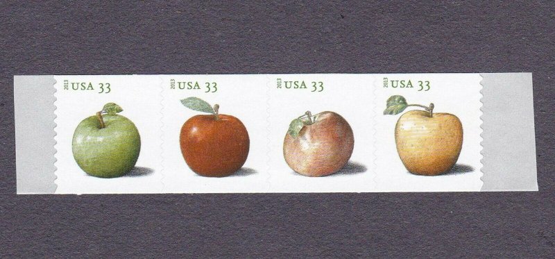 Coil Strip (4) 33c Apple SA US 4731-4734, 4734a MNH BB Not Scott Order Tab