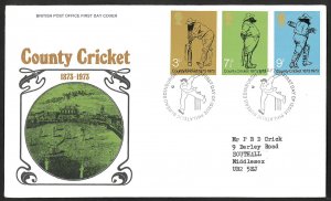 Great Britain Sc#694-696 County Cricket (1973) FDC