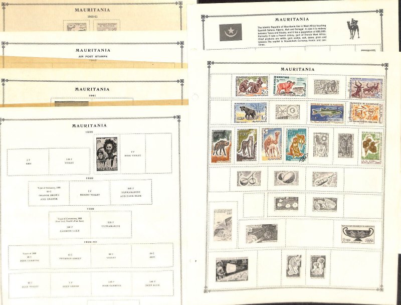 Mauritania Stamp Collection on 28 Scott International Pages 1906-1979 (BI)