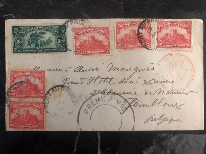 1929 Port Prince Haiti First Flight Cover FFC To Gembloux Belgium Scarce