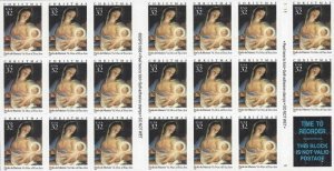 1996 32c Madonna & Child, Paolo de Matteis, Booklet of 20 Scott 3112 Mint VF NH