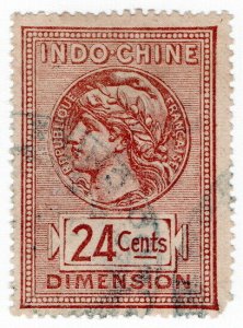 (I.B) France Colonial Revenue : Indo-China Dimension 24c (1910)