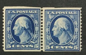 MOMEN: US #355 COIL PASTE-UP PAIR MINT OG LH **APS CERT** #30485