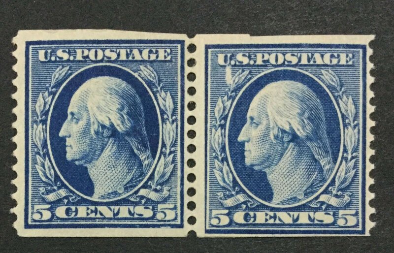MOMEN: US #355 COIL PASTE-UP PAIR MINT OG LH **APS CERT** #30485