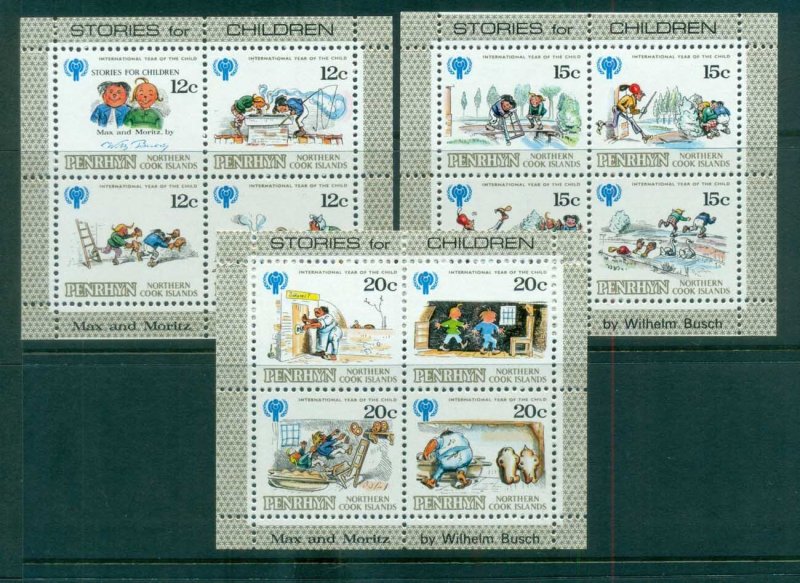 Penrhyn Is 1979 IYC Intl. Year of Children 3xMS MUH lot81357