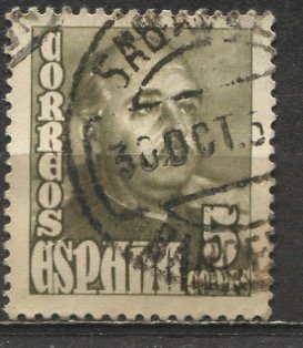 Spain; 1954; Sc. # 801; O/Used Single Stamp Perf. 12 1/2 x 13