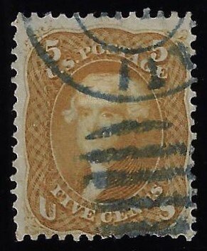 Scott #67 - $550.00 – Fine-used – Gorgeous blue grid cancellation.