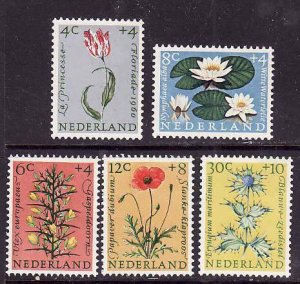 Netherlands-Sc#B343-7- id7-unused hinged semi-postal set-Flowers-1960-