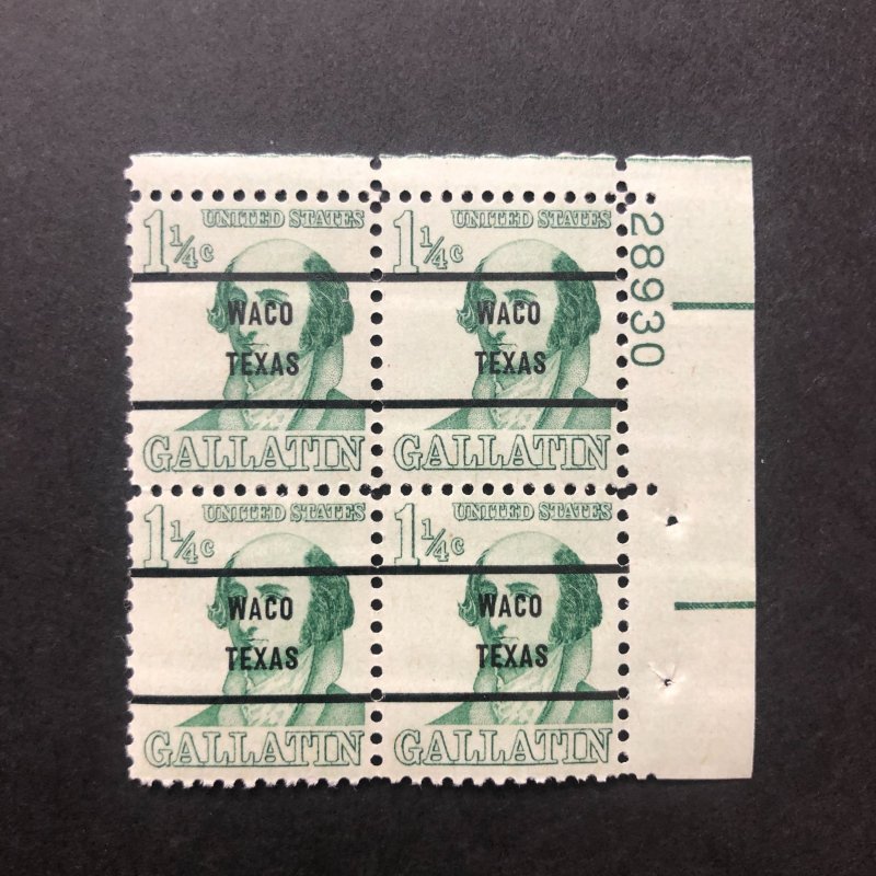 MNH US Bureau Precancels: TX; Waco #1279–71 1¼¢ Prom. Amer.; P#Block/4; 28930 UR
