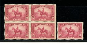 Canada #223 (C645) block of 4 & single, Royal Mounted Police, MNH,F-VF,CV$62.50